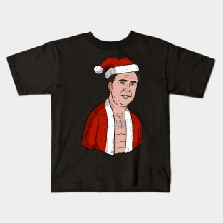 nicolas cage as santa, ugly Christmas sweater. Kids T-Shirt